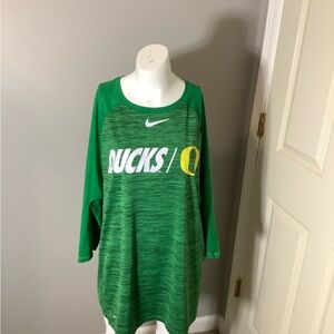 Men Large Nike Dri Fit Oregon Ducks 3/4 Long Sleeve Shirt